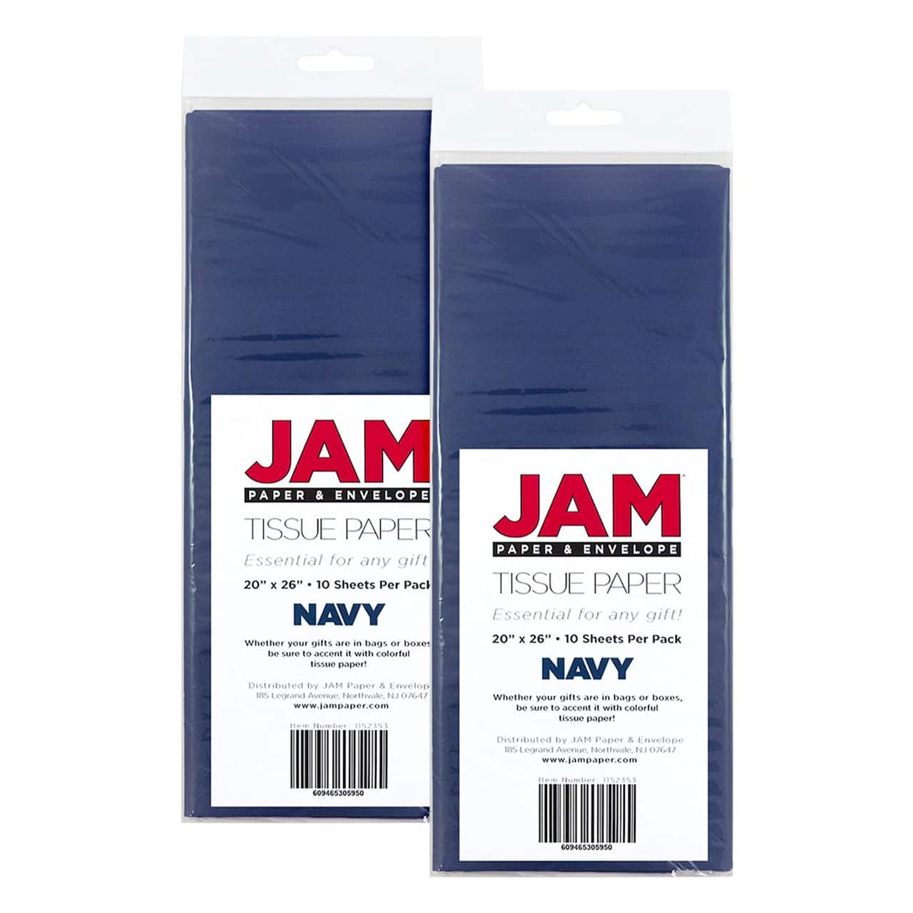JAM Paper 20" x 26" Tissue Paper, 2 Packs of 10 Sheets